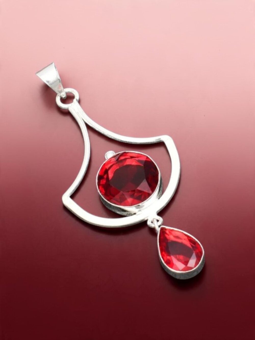 Garnet Gemstone Handmade Pendant 3.12"
